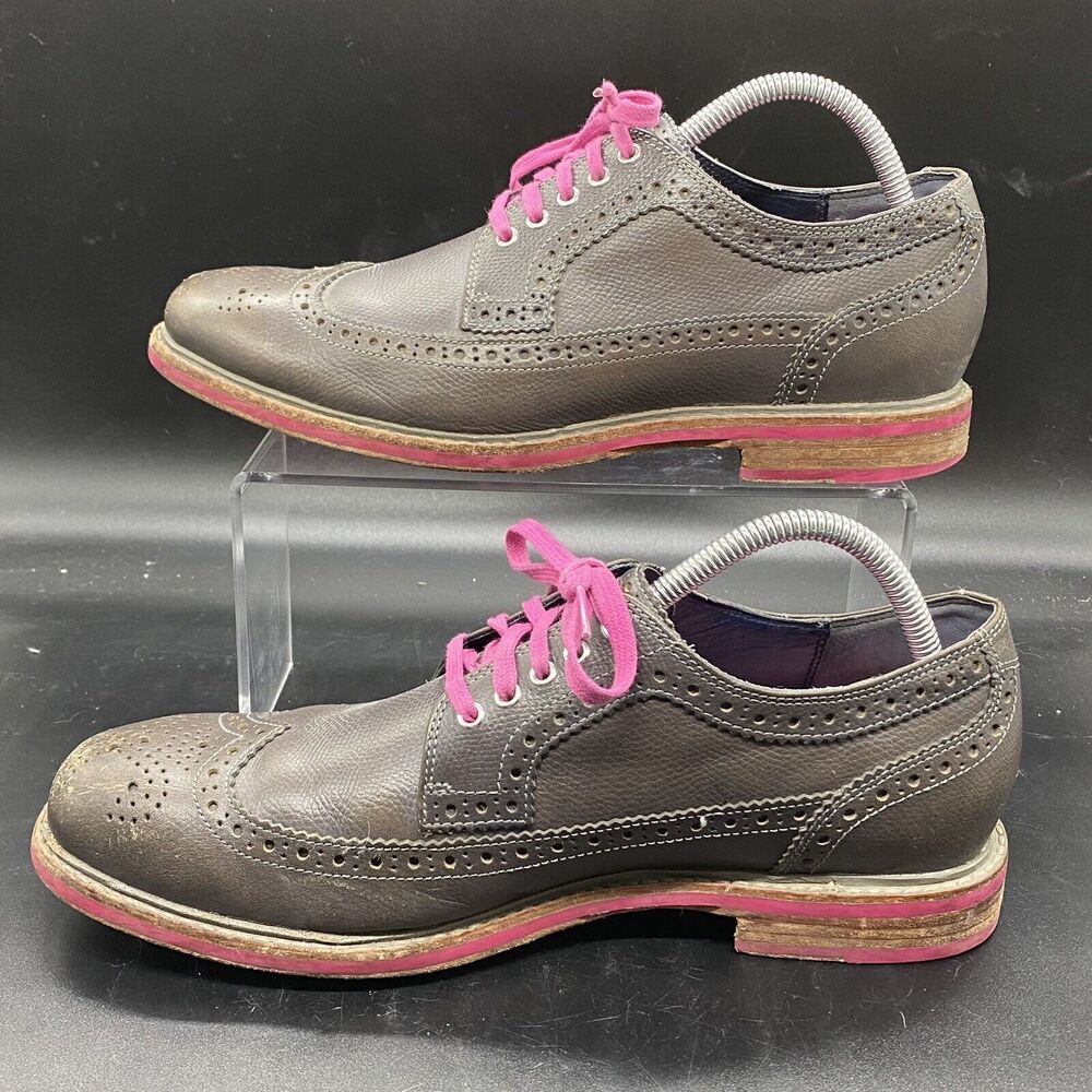Cole Haan Leather Wing Tip Oxfords Pink Soles Men's Size 8.5M C11078 - Picture 2 of 8